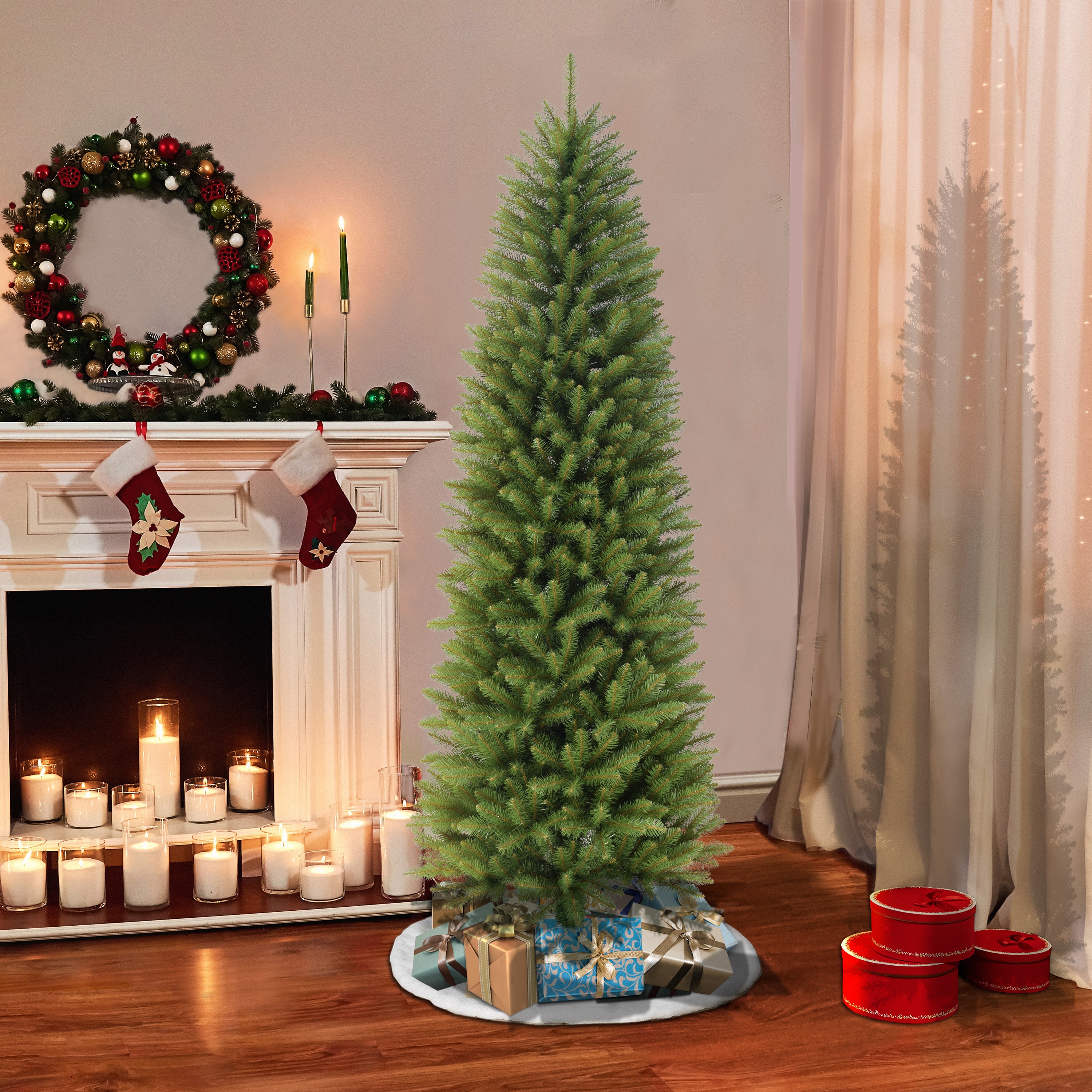 6ft Fraser Fir Pencil Christmas Tree Metal Stand Green