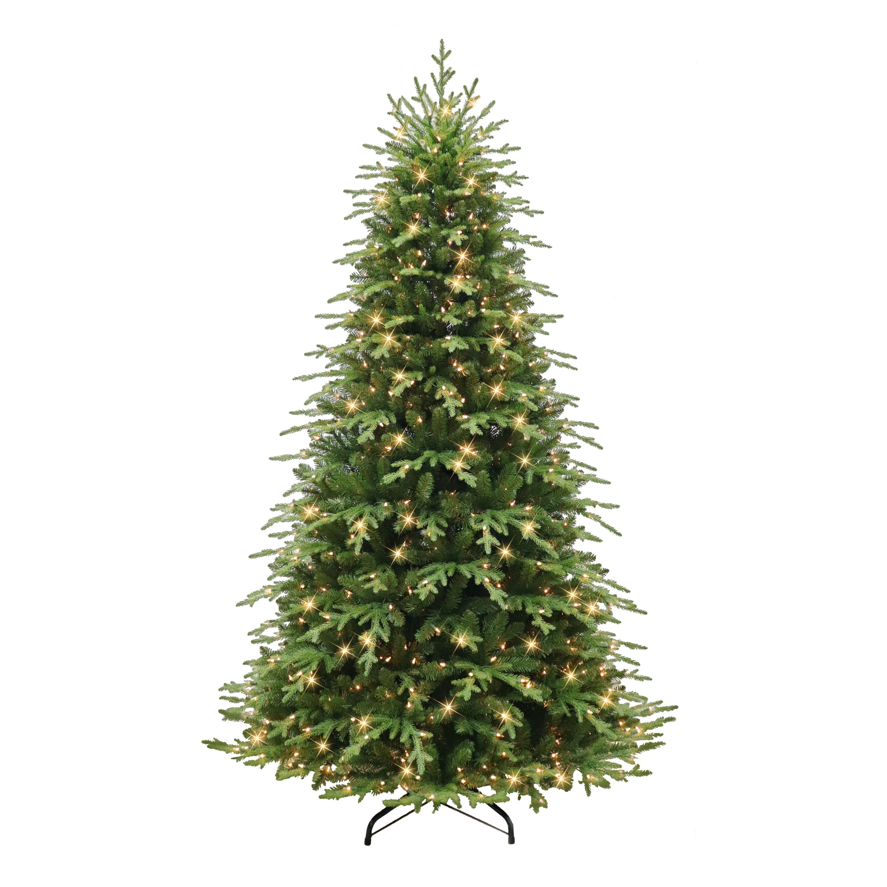 7.5 ft Pre-lit Galveston Fir Artificial Christmas Tree with 800 UL Clear Lights Metal Stand Green GVA-75C8