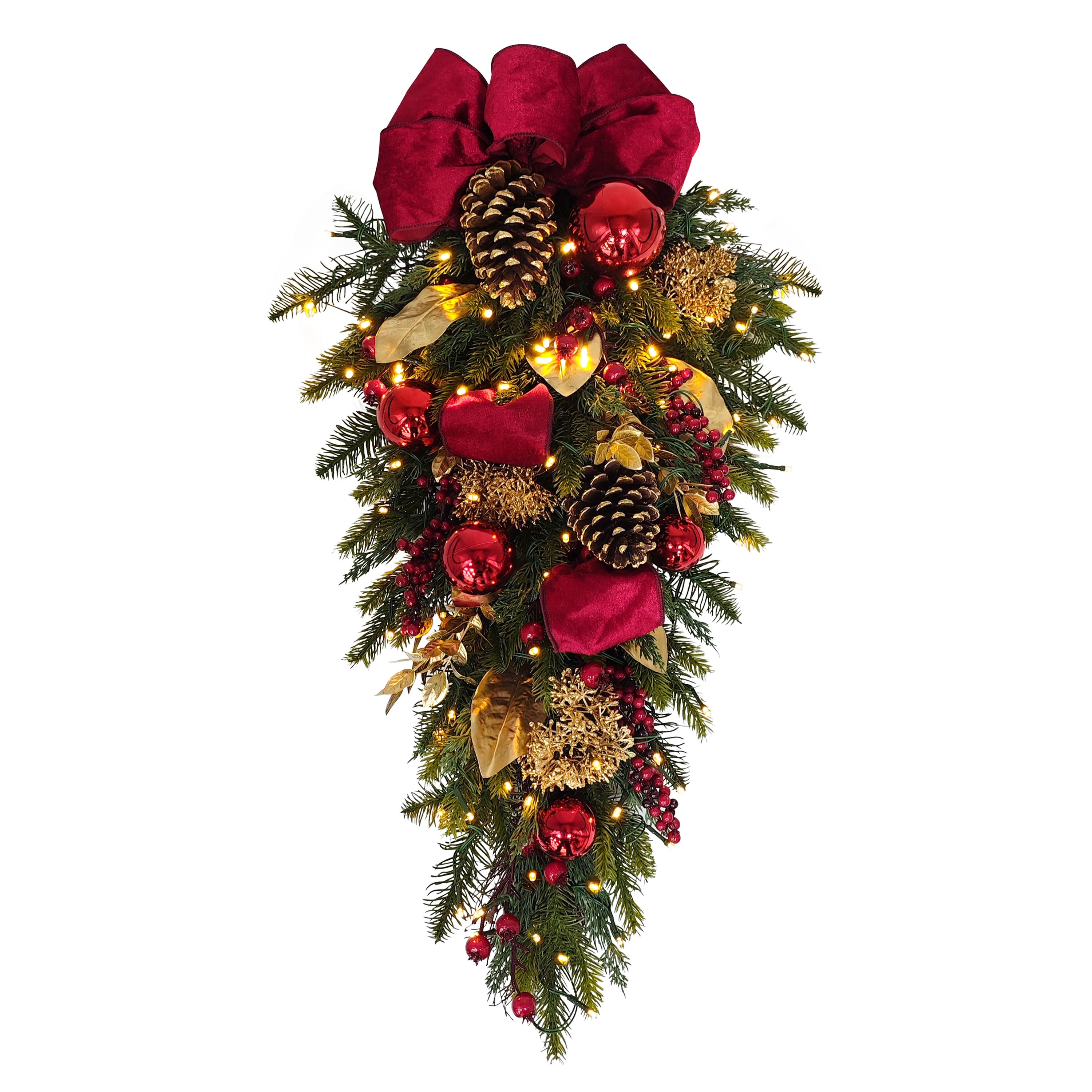 28" Pre-Lit Adorned Swag Battery Operated with LED Lights 51018-SW28LW07A-BO