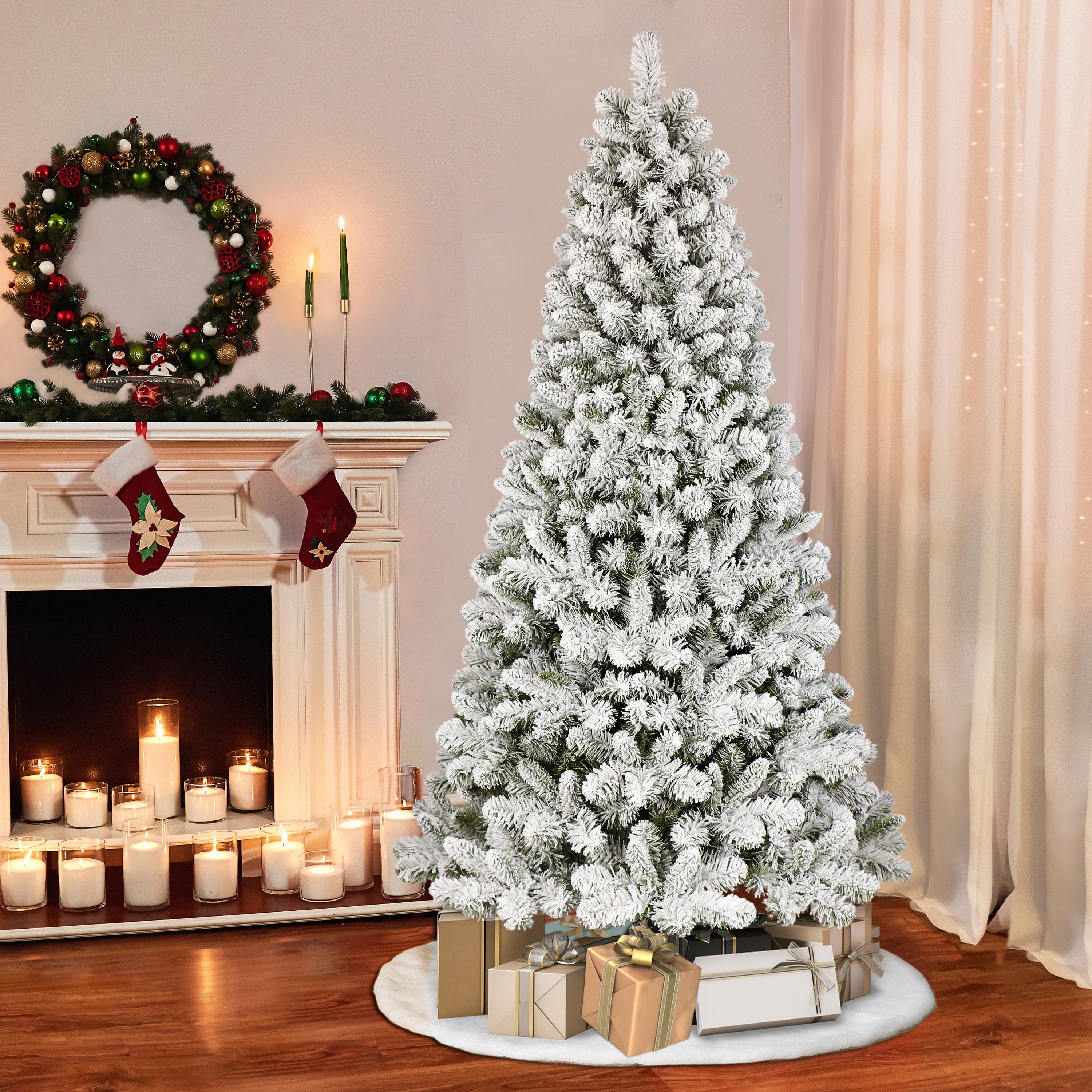 7.5ft Flocked Virginia Pine Christmas Tree