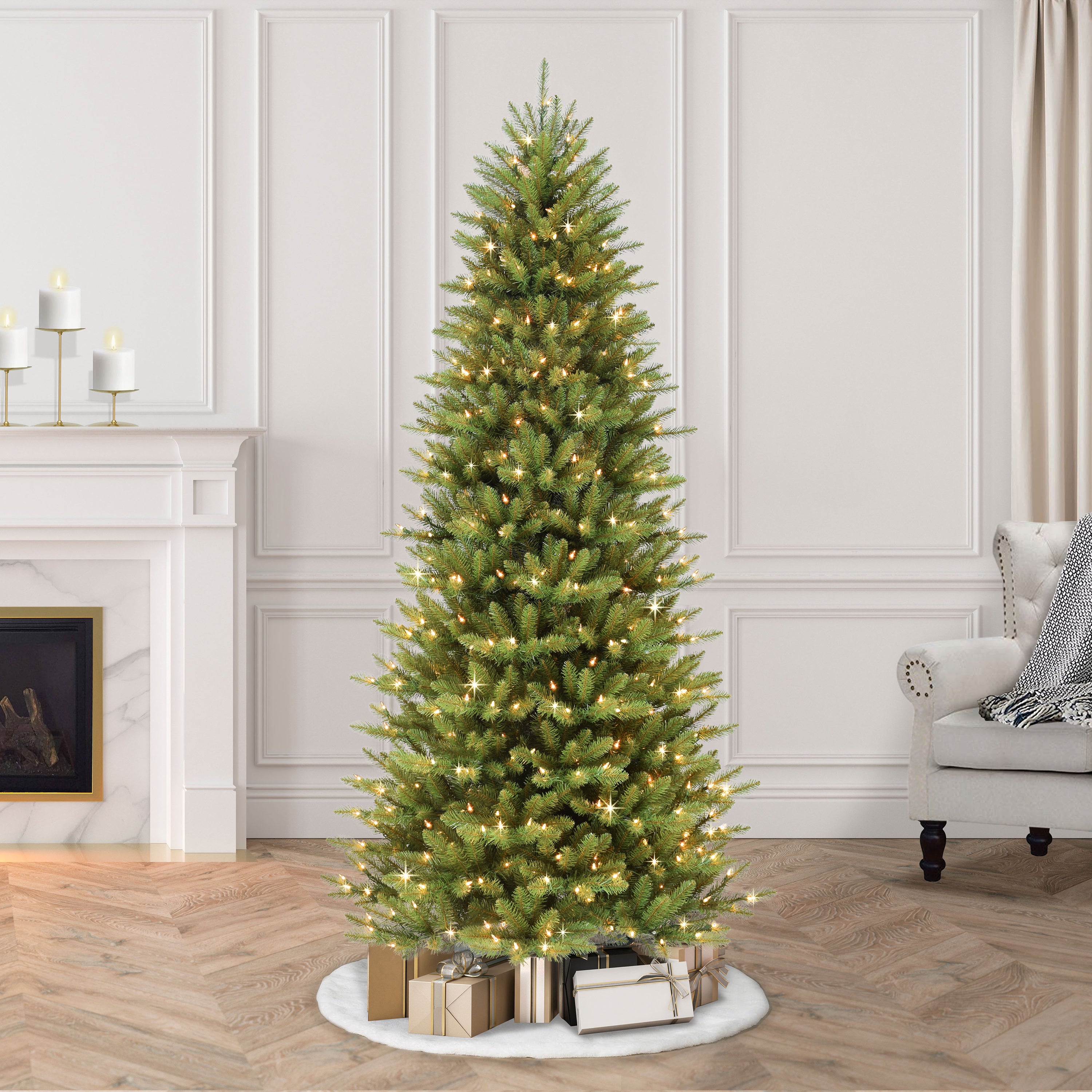 6.5ft Pre-Lit Slim Fraser Fir Christmas Tree