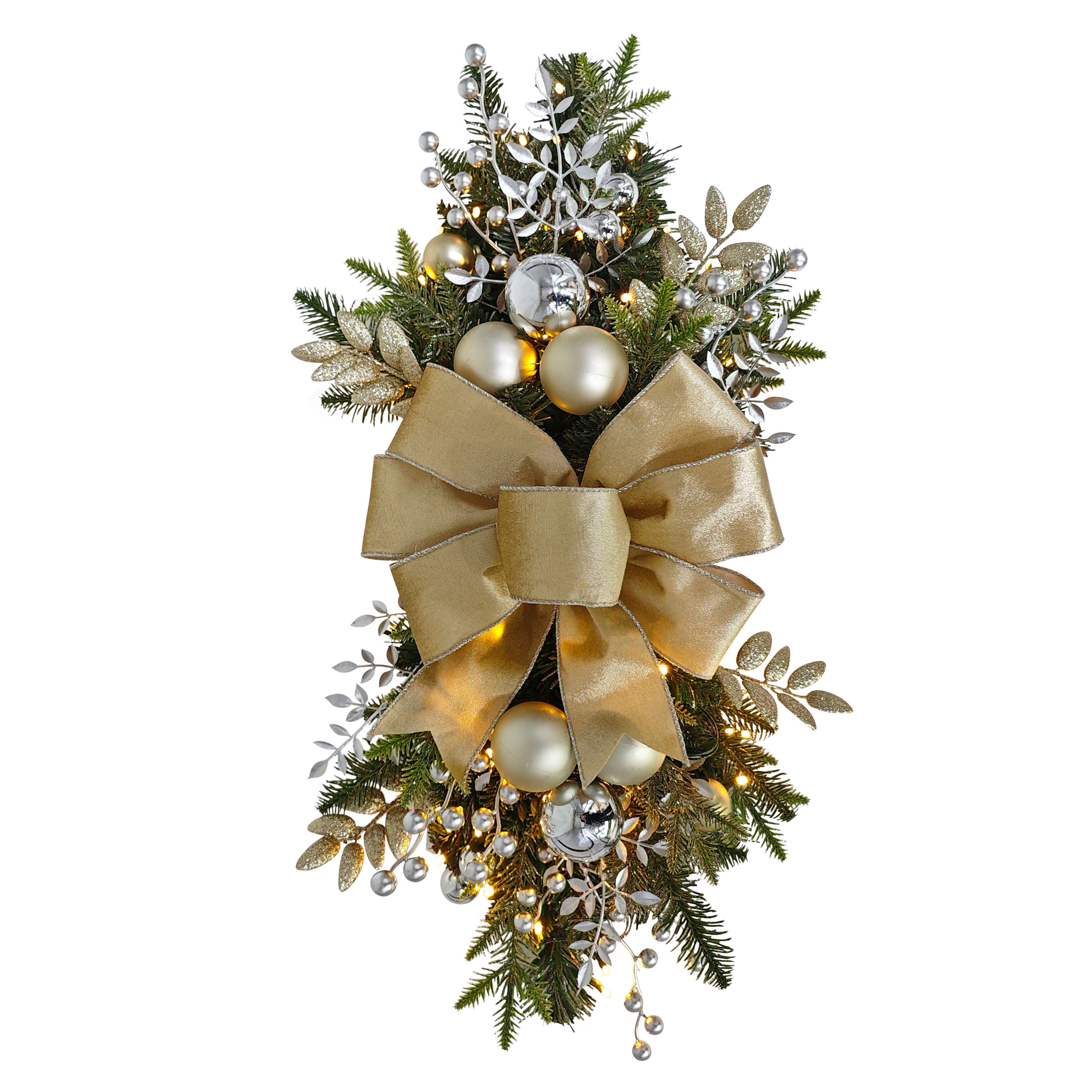 28" Pre-Lit Adorned Artificial Banister Swag with 70 Warm White Lights 4648-ST28LW07A-BO