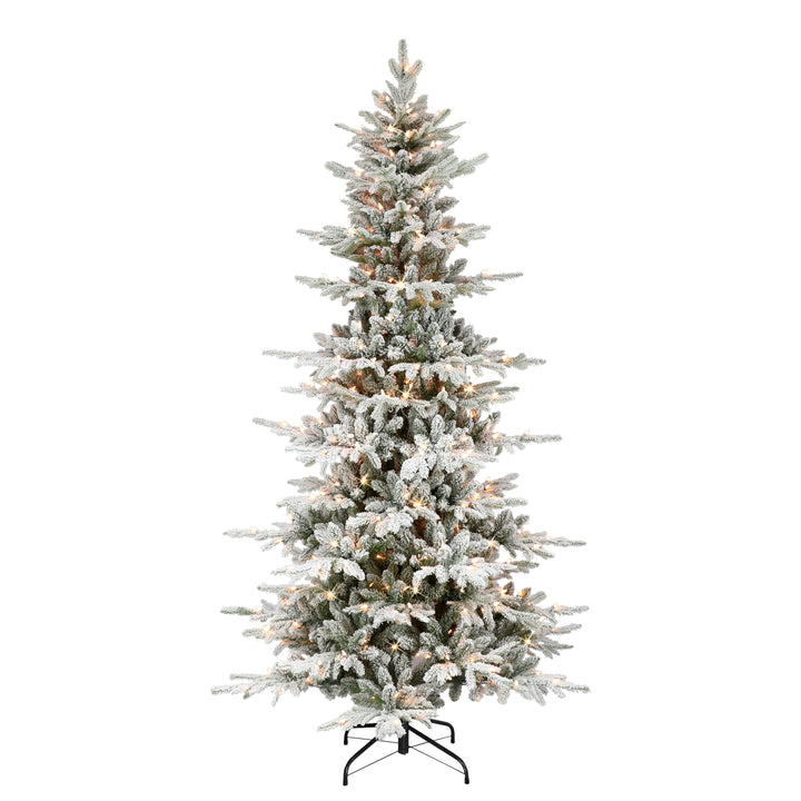 6.5 ft Pre-lit Slim Flocked Artificial Utah Fir Tree UTFSLA-65C25