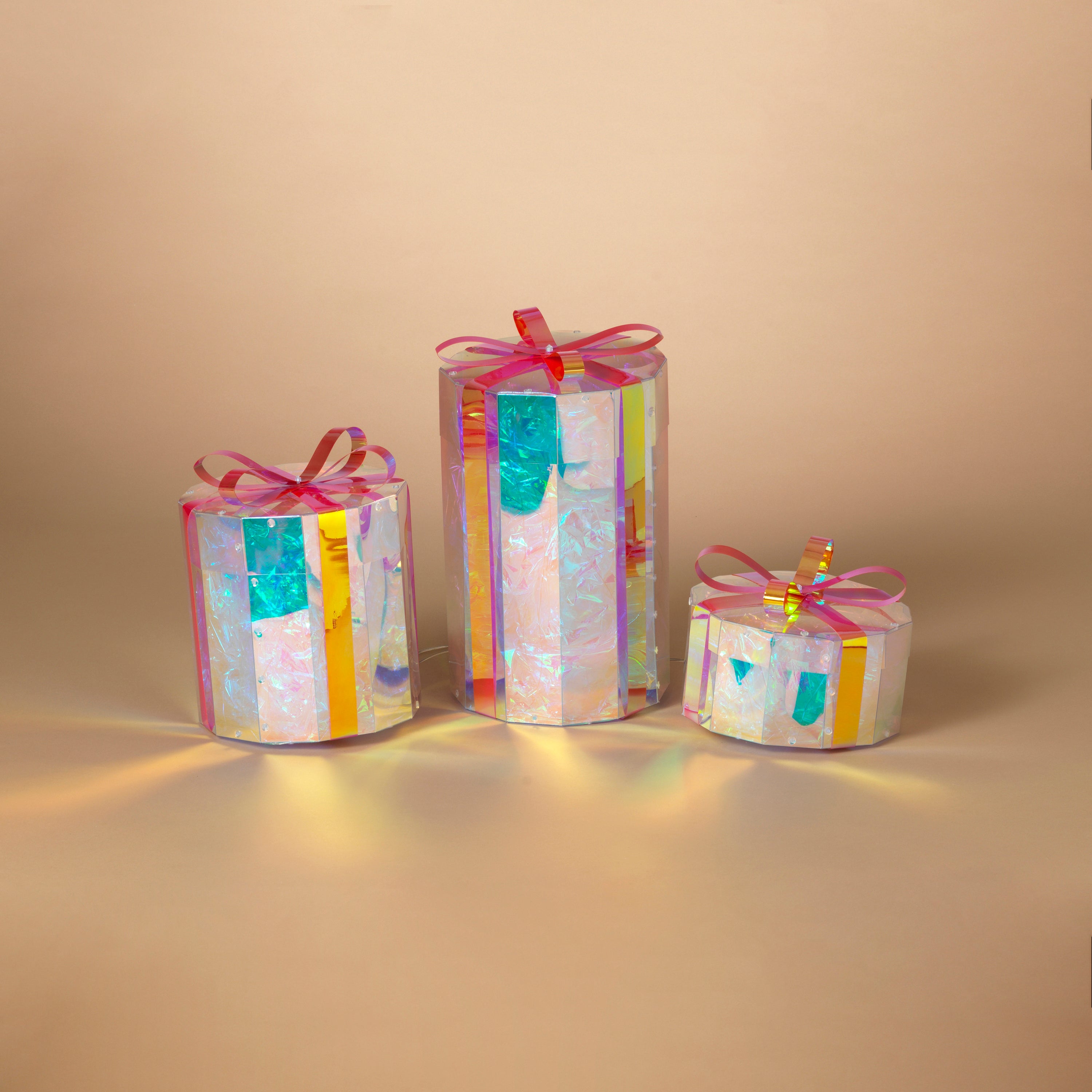 Heirloom 3-Piece USB Electric Lighted Holographic Gift Boxes with Remote