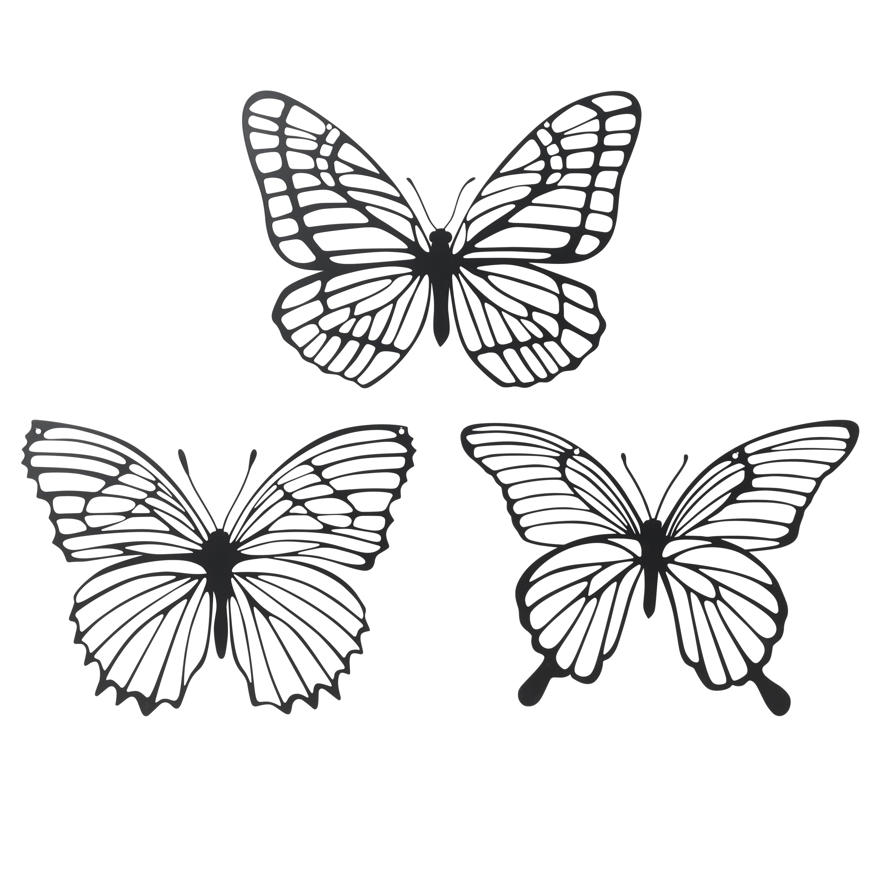 Set of 3 Metal Butterfly Wall Hangings 15.75 inch Decorative Outdoor and Indoor Art 2713210EC