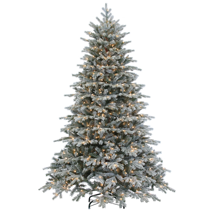 Sterling 7.5 ft. Pre Lit Clear Natural Cut Flocked Spruce