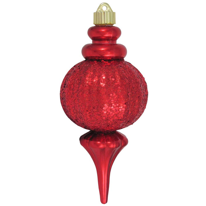 Christmas by Krebs Sonic Red 8.67 in Shatterproof Commercial Grade Ripple Finial Christmas Ornament #KBX50407