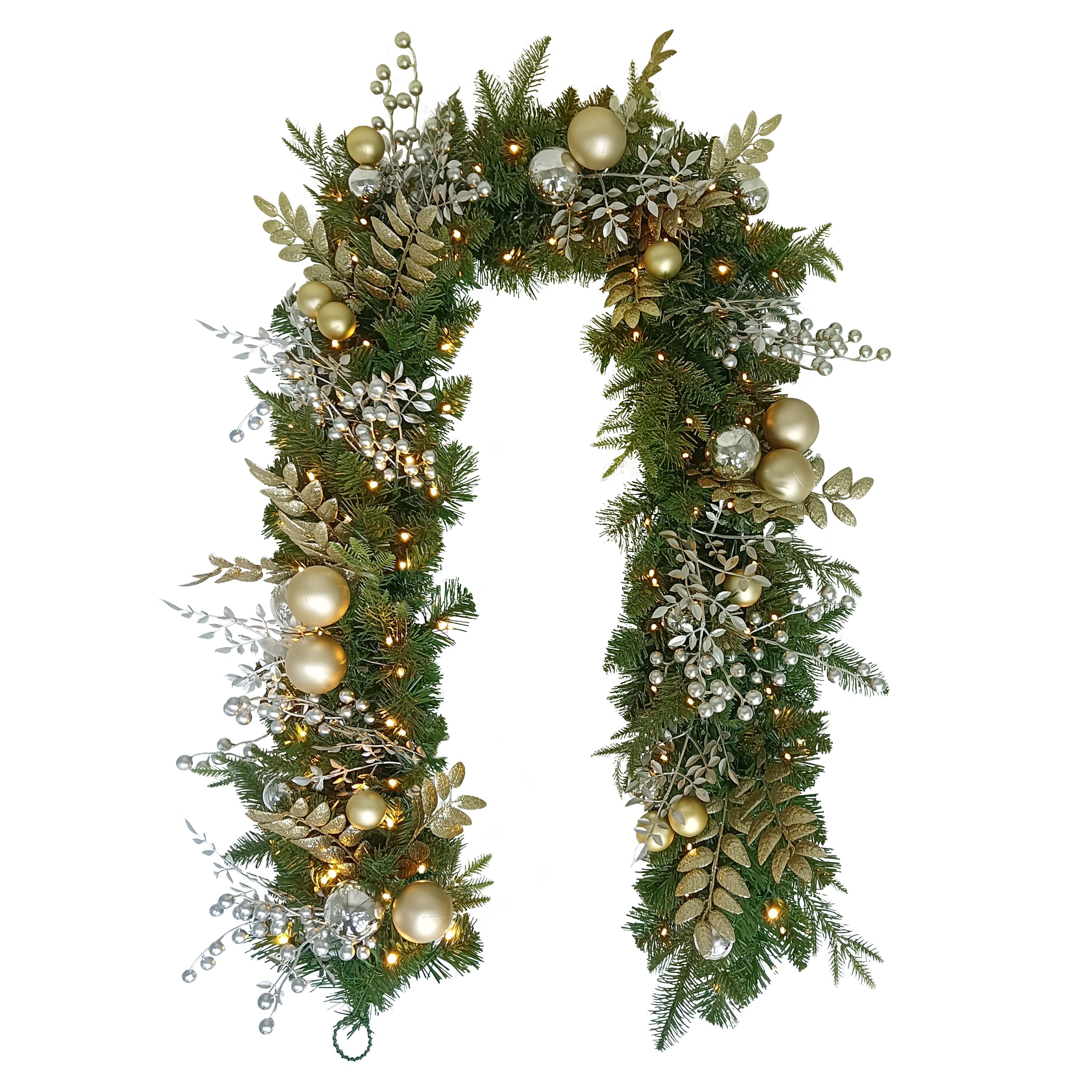 6' x 10" Battery-Operated Pre-Lit Gold Decorated Artificial Garland 4648A-G6-10LW138-BO