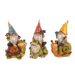 7.4 in. Spring Garden Gnome Friend Figurines, set of 3
