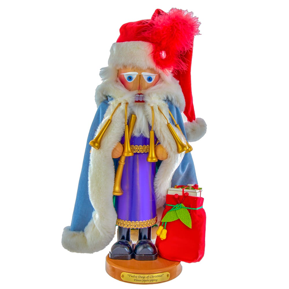 Kurt Adler 18-Inch Limited Edition Steinbach Twelve Days of Christmas Eleven Pipers Piping Nutcracker ES1888
