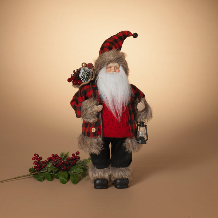 Festive 18 Inch Battery Operated Polyester Holiday Santa Figurine with Lighted Lantern #2658820EC