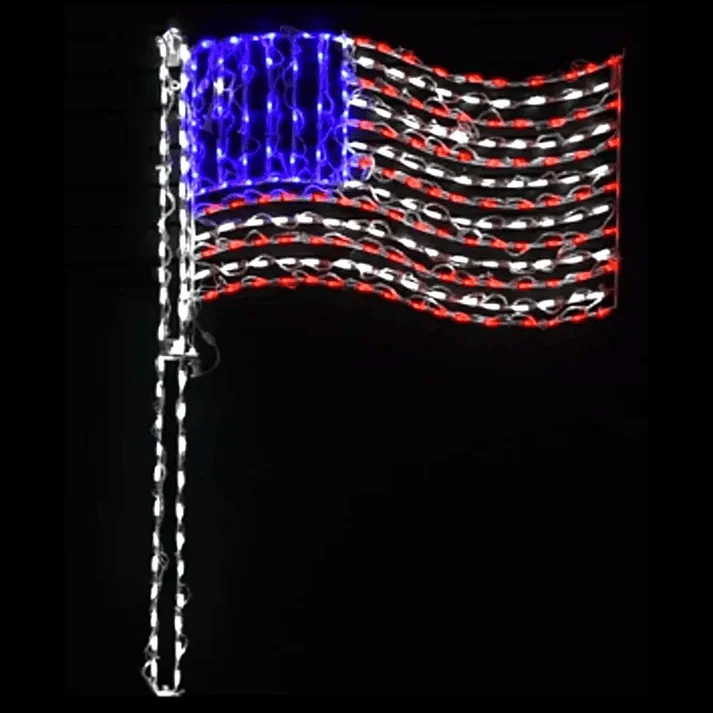 Brite Ideas 51" Twinkling American Flag on Pole LED Display AFP
