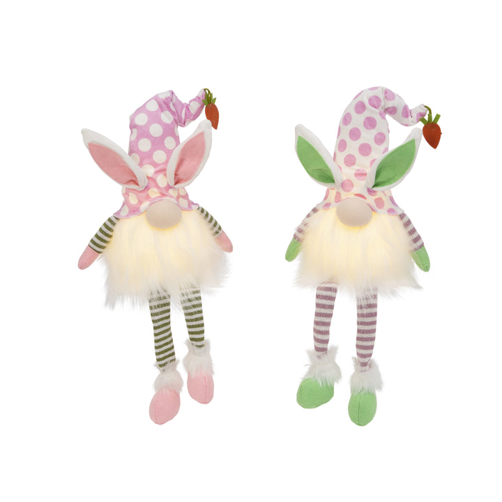 26.7 Pre Lit Plush Easter Gnomes, set of 2