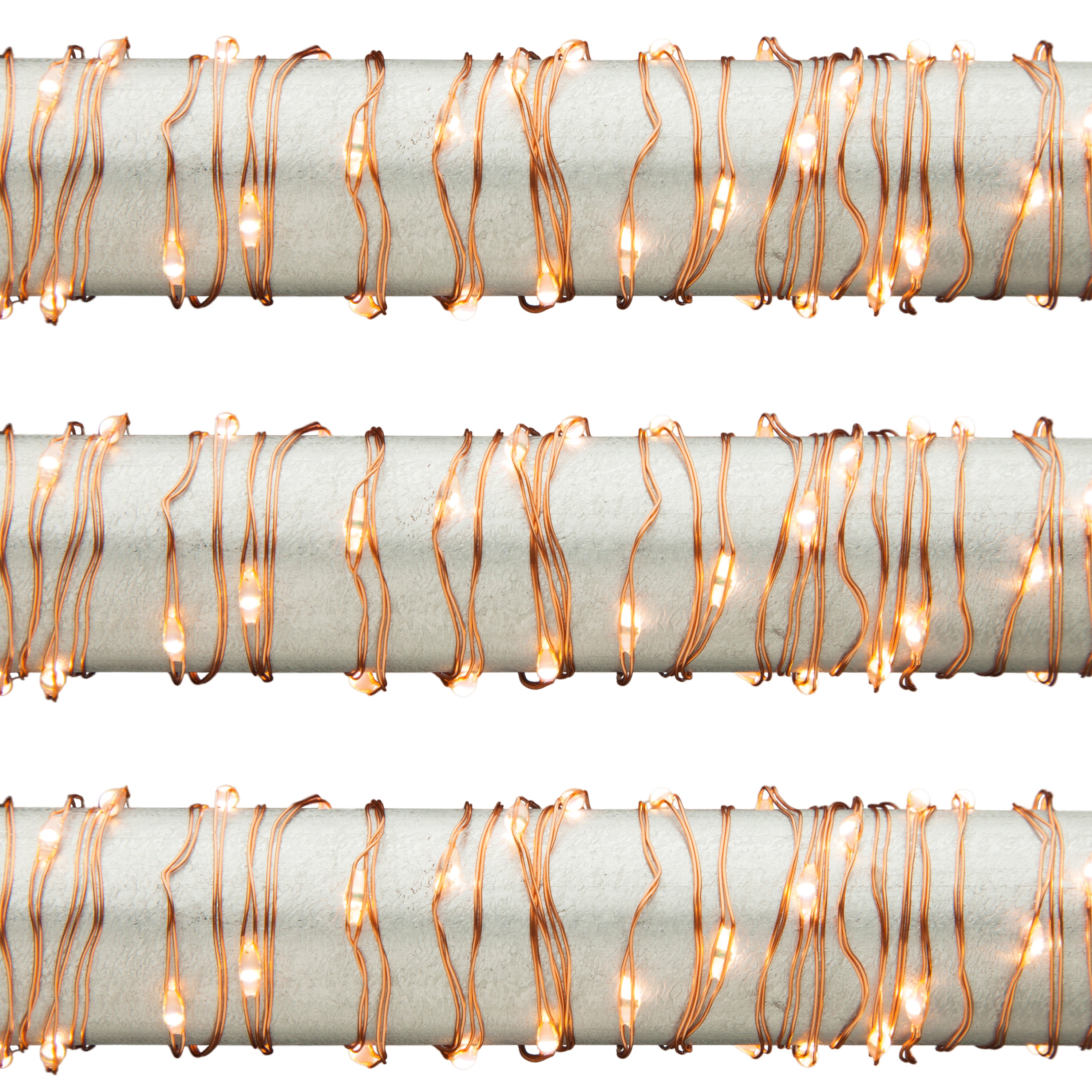 Set of 3 10 ft Battery Operated Warm White Light String on Copper Wire 92965EC