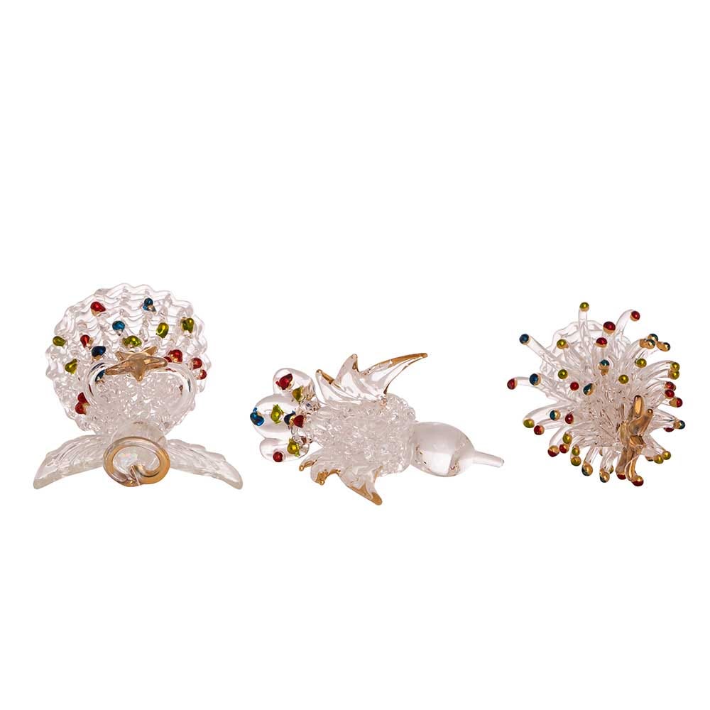 Kurt Adler 3-Inch Spun Glass Angel, Tree and Bird Ornaments 3-Piece Set