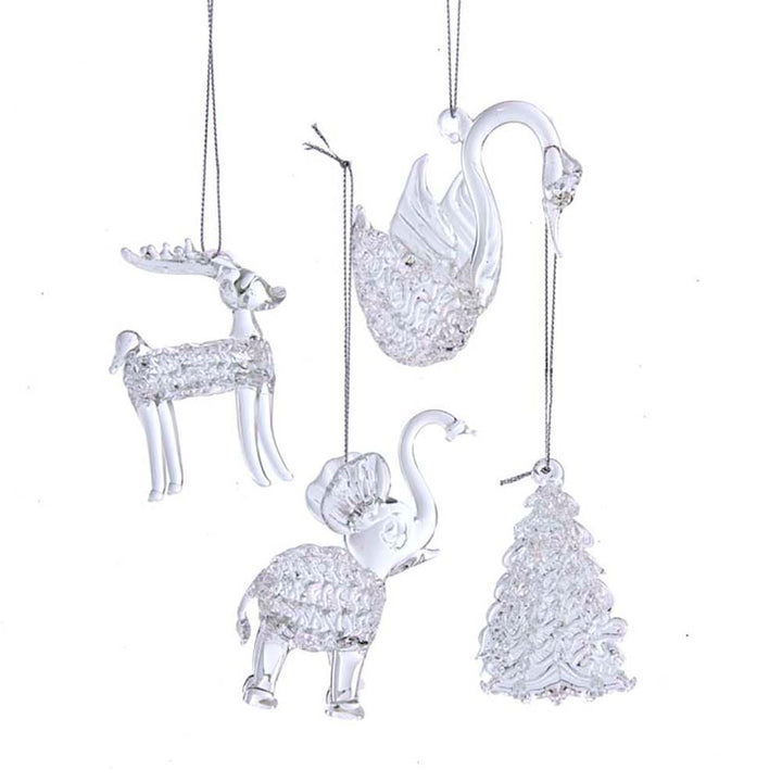 3.25" Glass Deer/Tree/Swan/Elephant, 4 Assorted #F2122