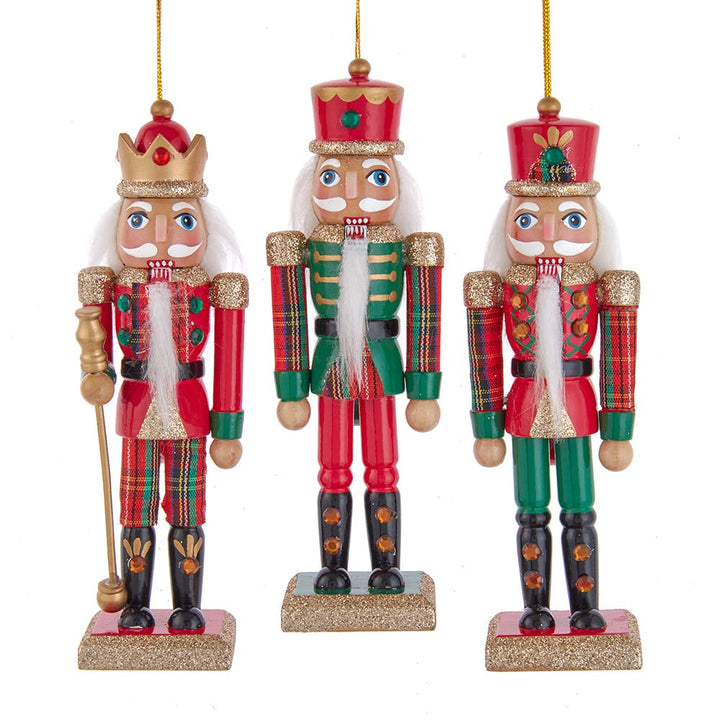 6" Plaid Traditional Nutcracker Ornament, 3 Assorted #F2191