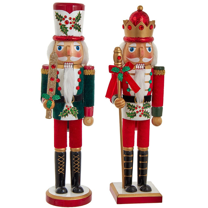 15" Wooden Holly & Berries Nutcracker, 2 Assorted #F2215