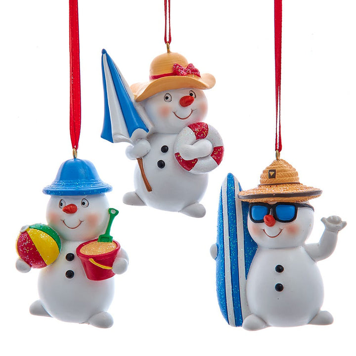 4" Beach Snowman Ornament, 3 Assorted #F2246