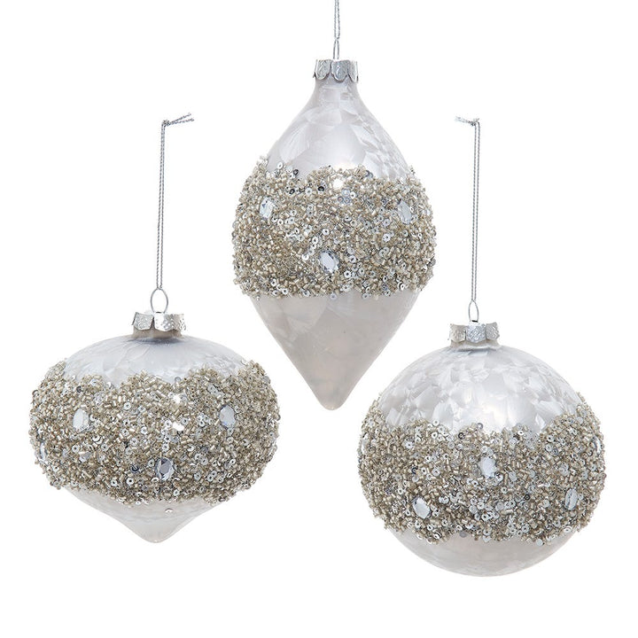 4" Taupe with Glitter Ball/Drop/Onion, 3 Assorted #F2281