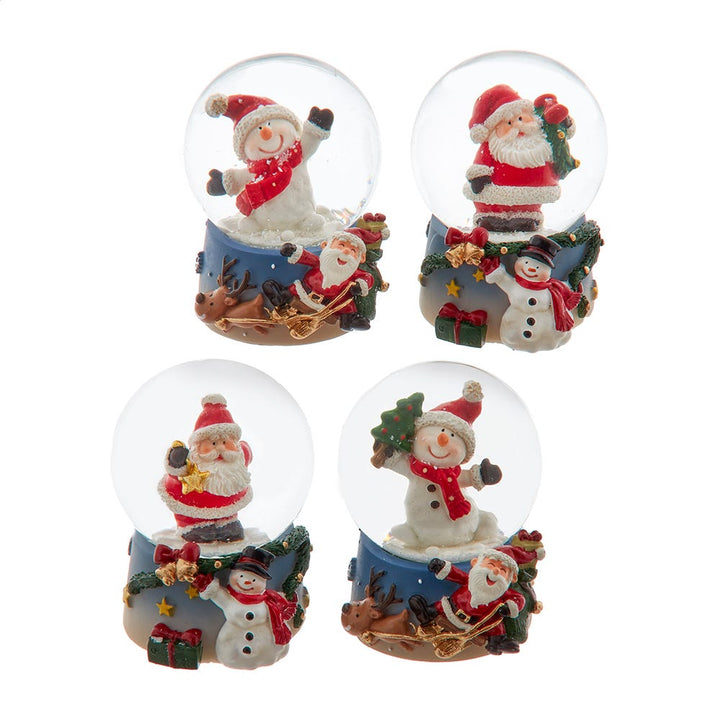 45mm Santa/Snowman Waterglobes, 4 Assorted #F2301