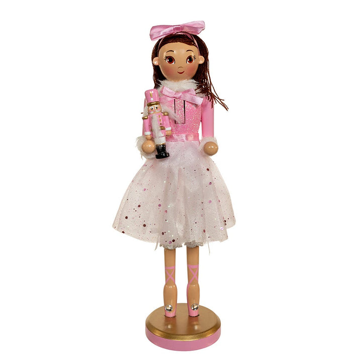 Kurt Adler 12-Inch Pink Clara with Brunette Hair Ballerina Nutcracker