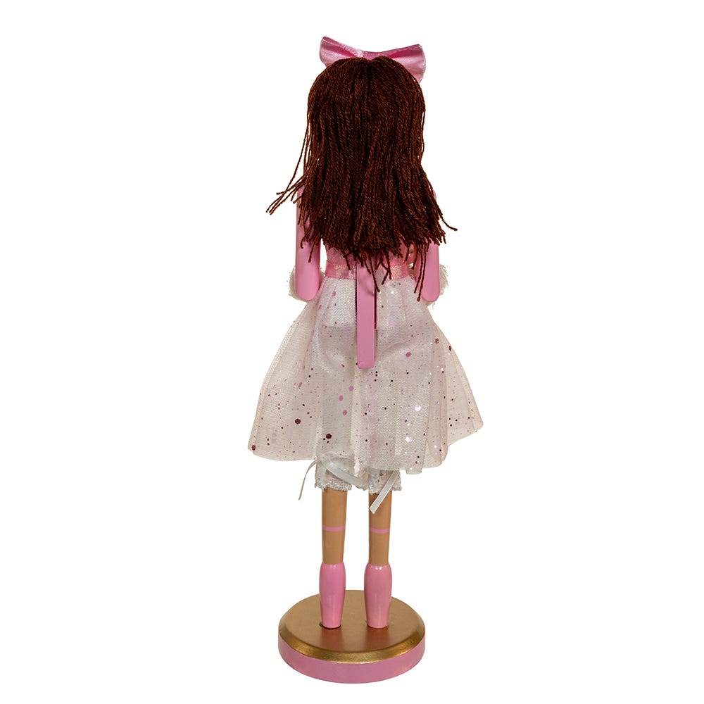 Kurt Adler 12-Inch Pink Clara with Brunette Hair Ballerina Nutcracker