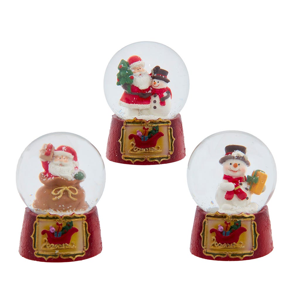 45mm Santa/Snowman Waterglobe, 3 Assorted F2430
