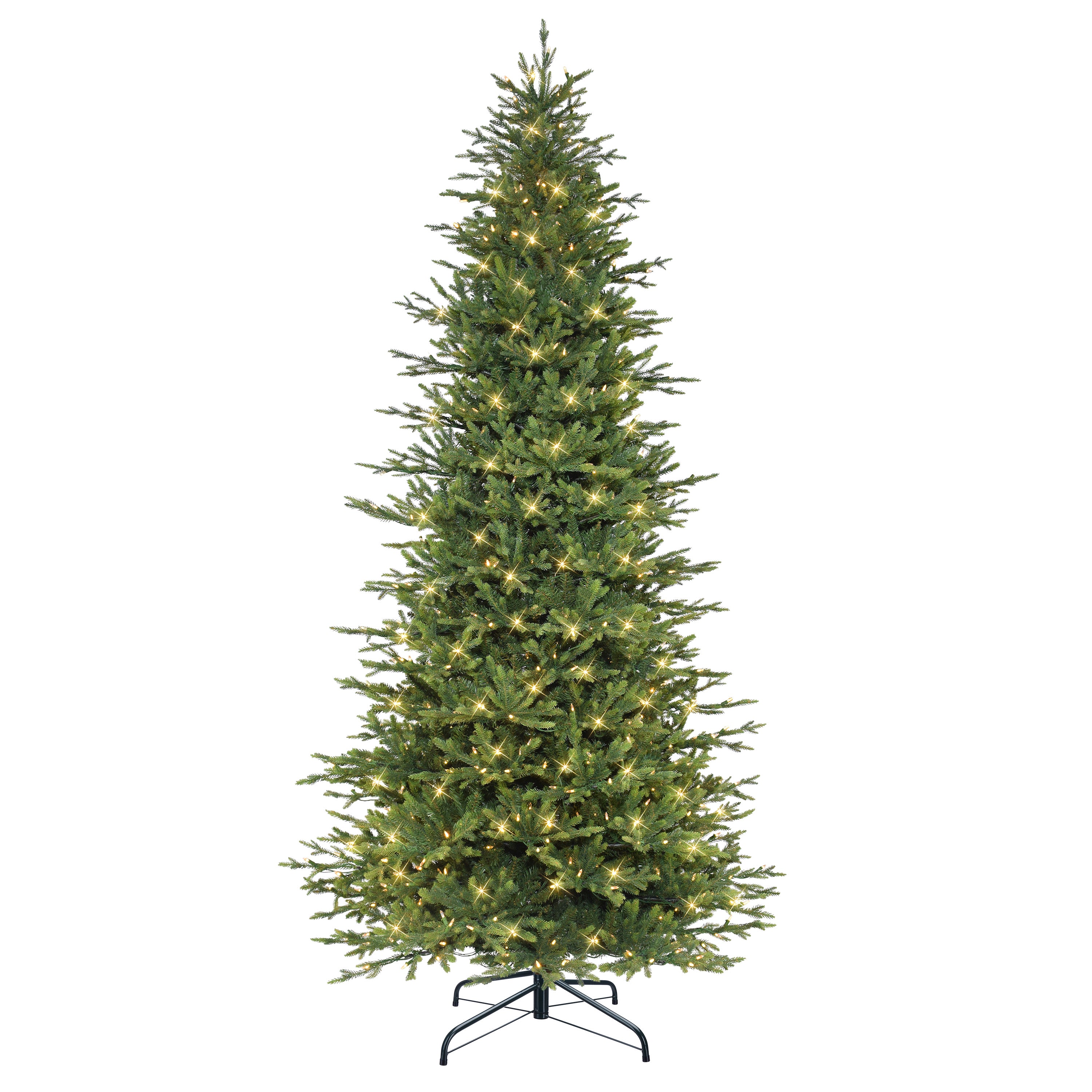 9 ft Pre-lit Slim Balsam Fir Tree with 700 Color-Select LED Lights UL Adaptor Metal Stand On/Off Foot Pedal BFTSLA-90LD7