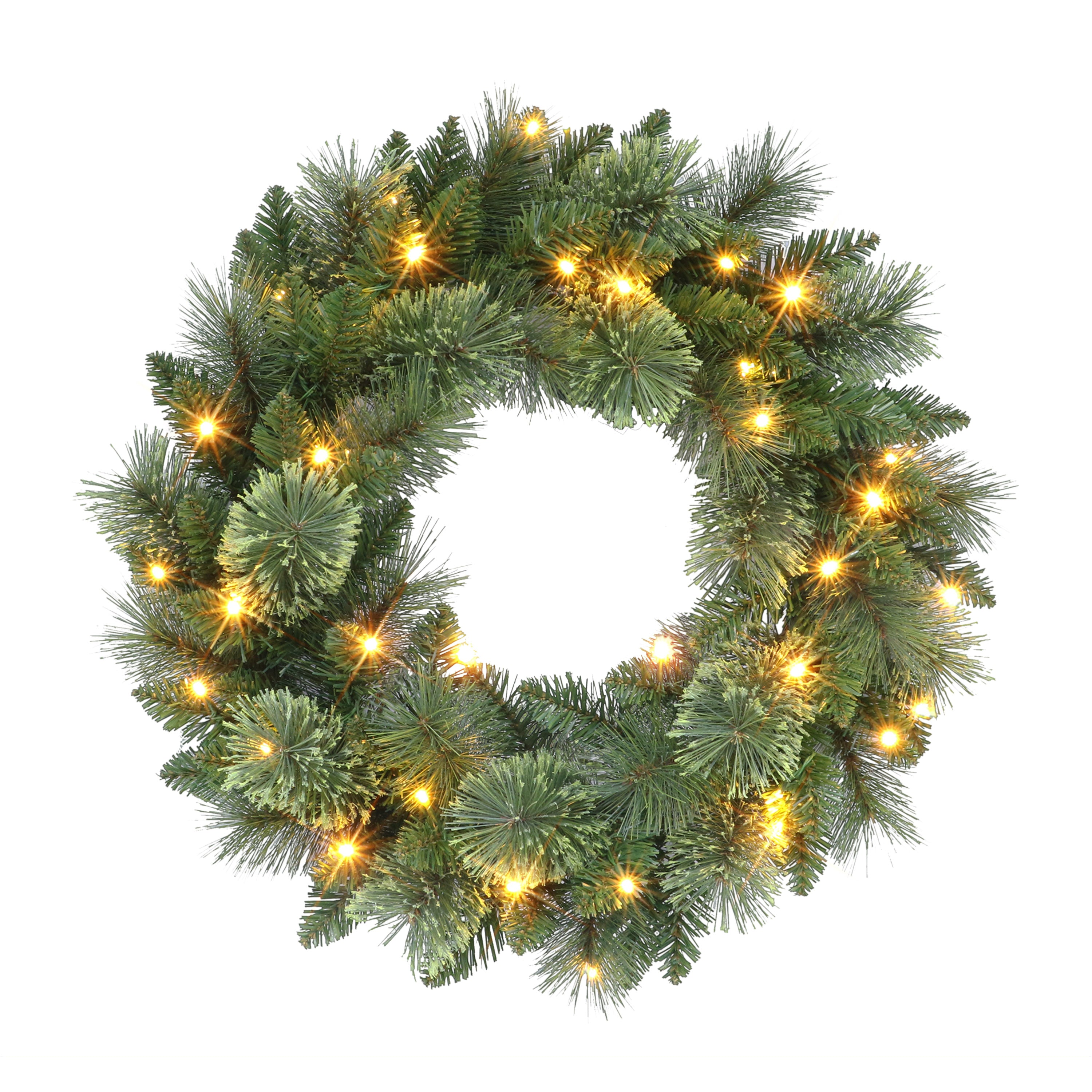 24" Pre-Lit Wreath with Battery-Operated Timer 3670-W24LW035A-BO