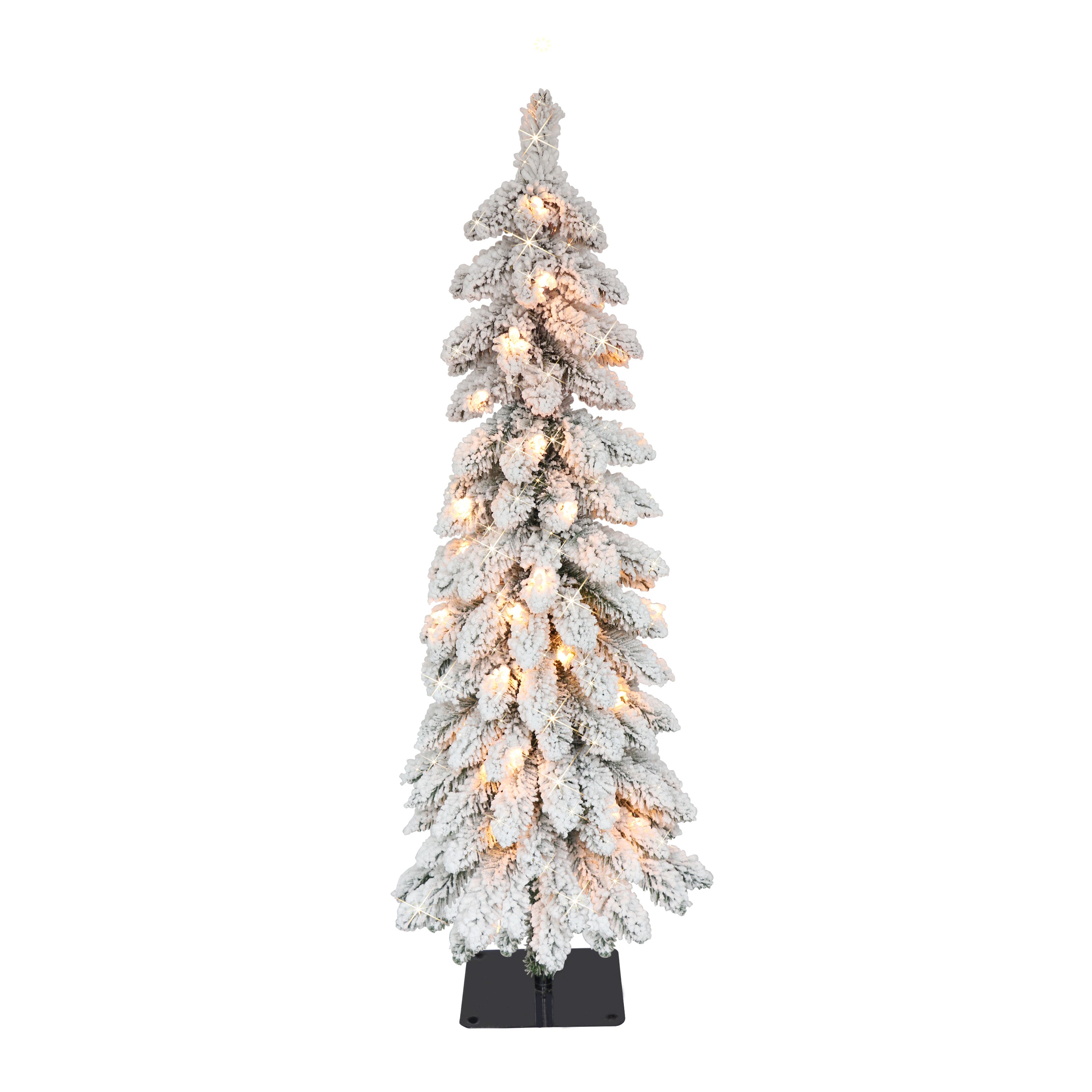 3 ft Pre-Lit Flocked Pencil Alpine Artificial Christmas Tree with 35 Lights Green 01063A-TFP30C035