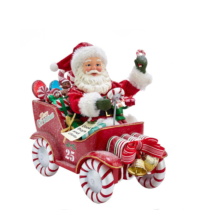 Kurt Adler 8.5-Inch Fabriché Musical Santa in Candy Car