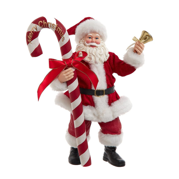 Kurt Adler 10.5-Inch Fabriché Santa With Oversized Candy Cane