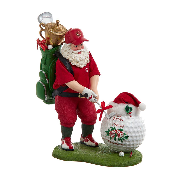 Kurt Adler 11-Inch Fabriché Golfer Santa With Oversized Golf Ball