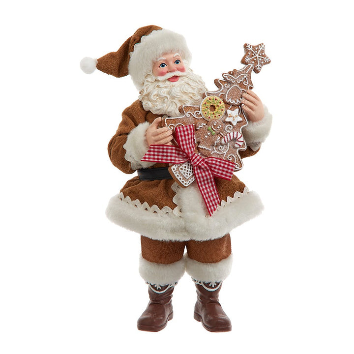 Kurt Adler  10.5-Inch Fabriché Gingerbread Santa Holding Tree