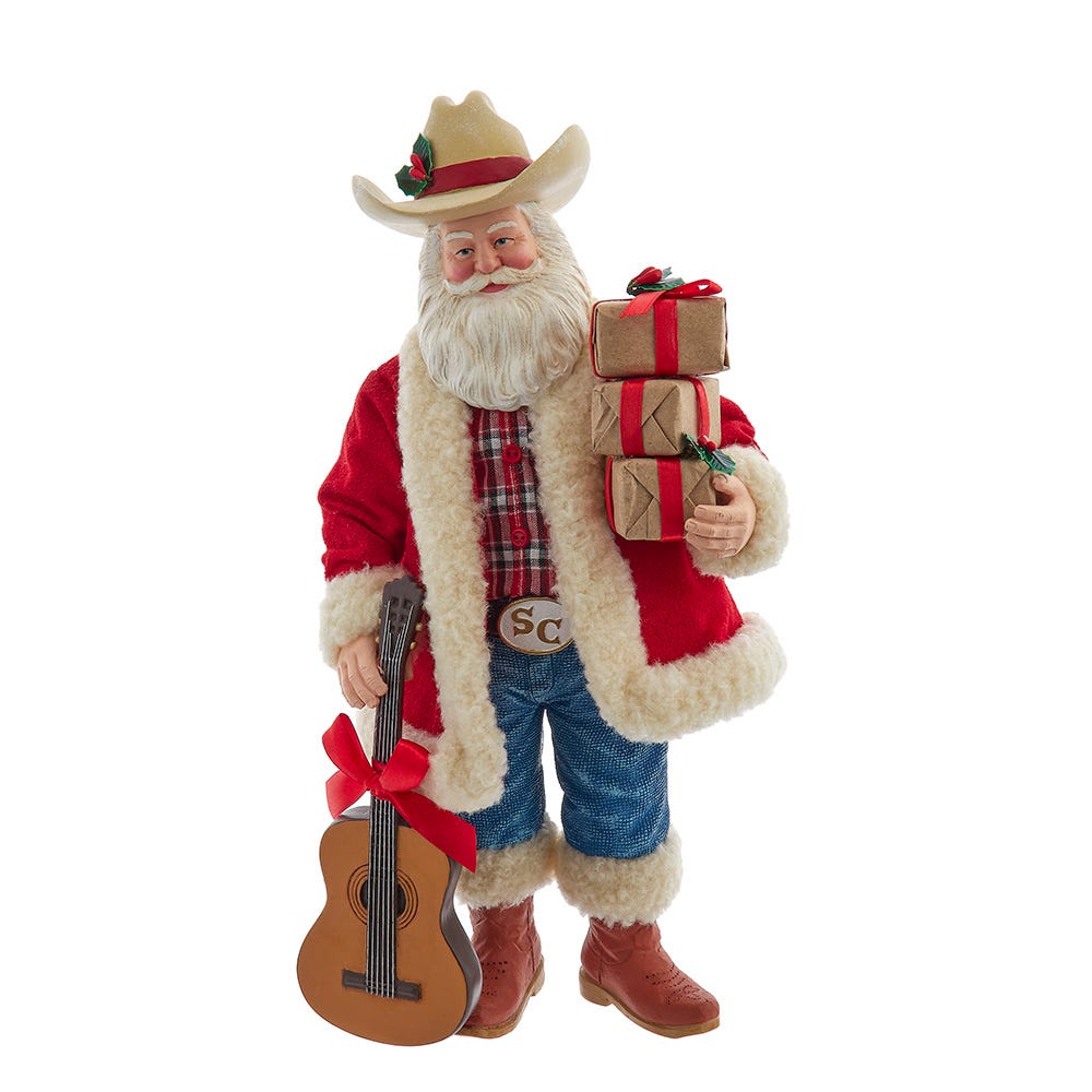 Kurt Adler 11-Inch Fabriché Western Santa with Guitar FA0217