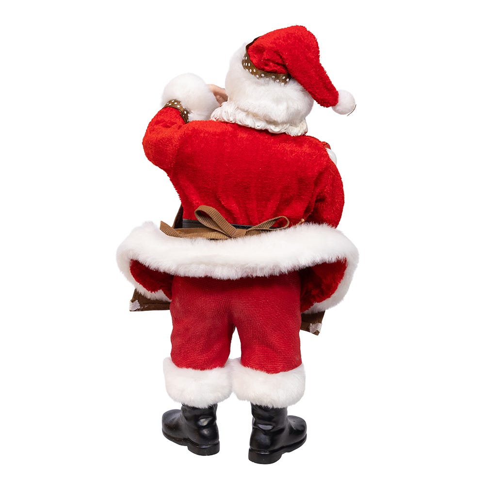 Kurt Adler 10.5-Inch Fabriché Santa with Oversized "I Love Coffee" Cup and Creamer