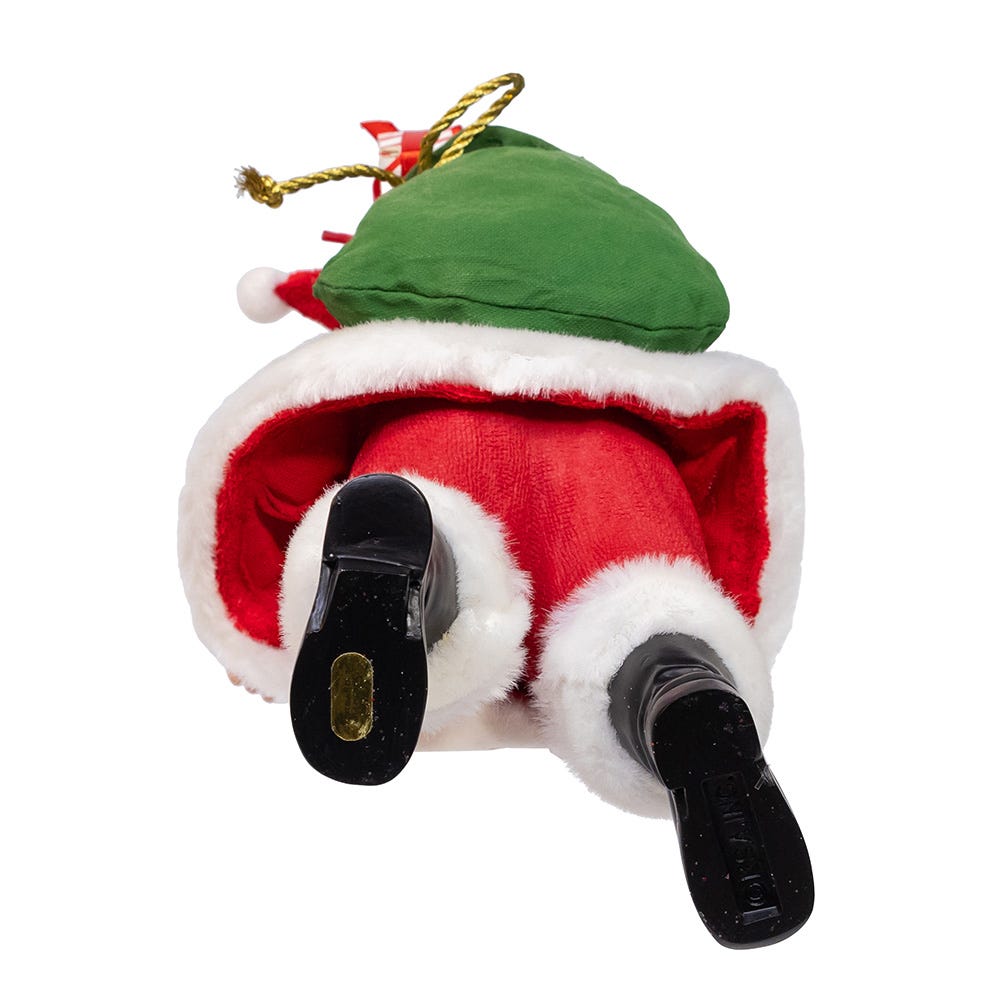 Kurt Adler 10.5-Inch Fabriché Santa with Red Luggage, 2-Piece Set