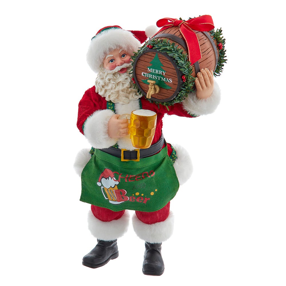 Kurt Adler 10.5-Inch Fabriché Beer Santa with Barrel FA0222