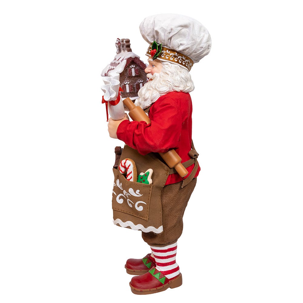 Kurt Adler 10.5-Inch Fabriché Chef Santa Decorating Gingerbread House
