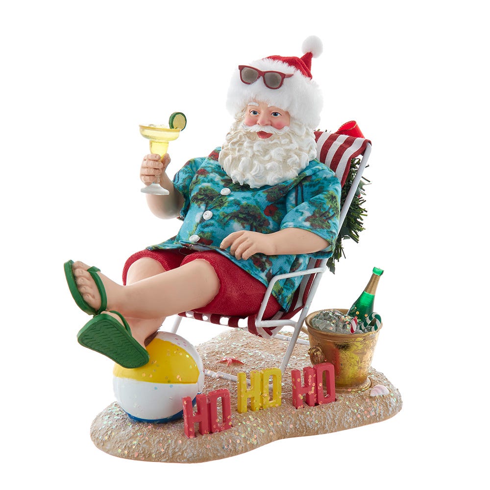 Kurt Adler 8.5-Inch Fabriché Santa Sitting on Beach Chair FA0226