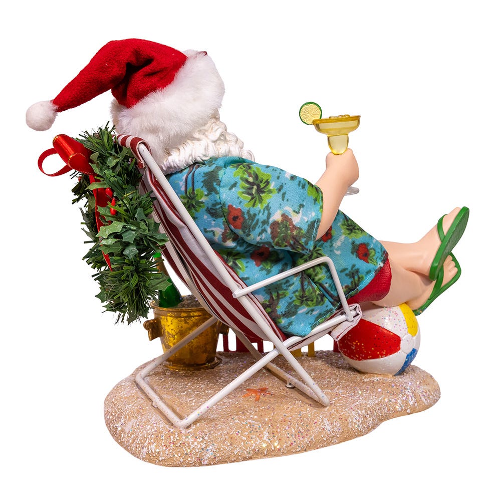 Kurt Adler 8.5-Inch Fabriché Santa Sitting on Beach Chair