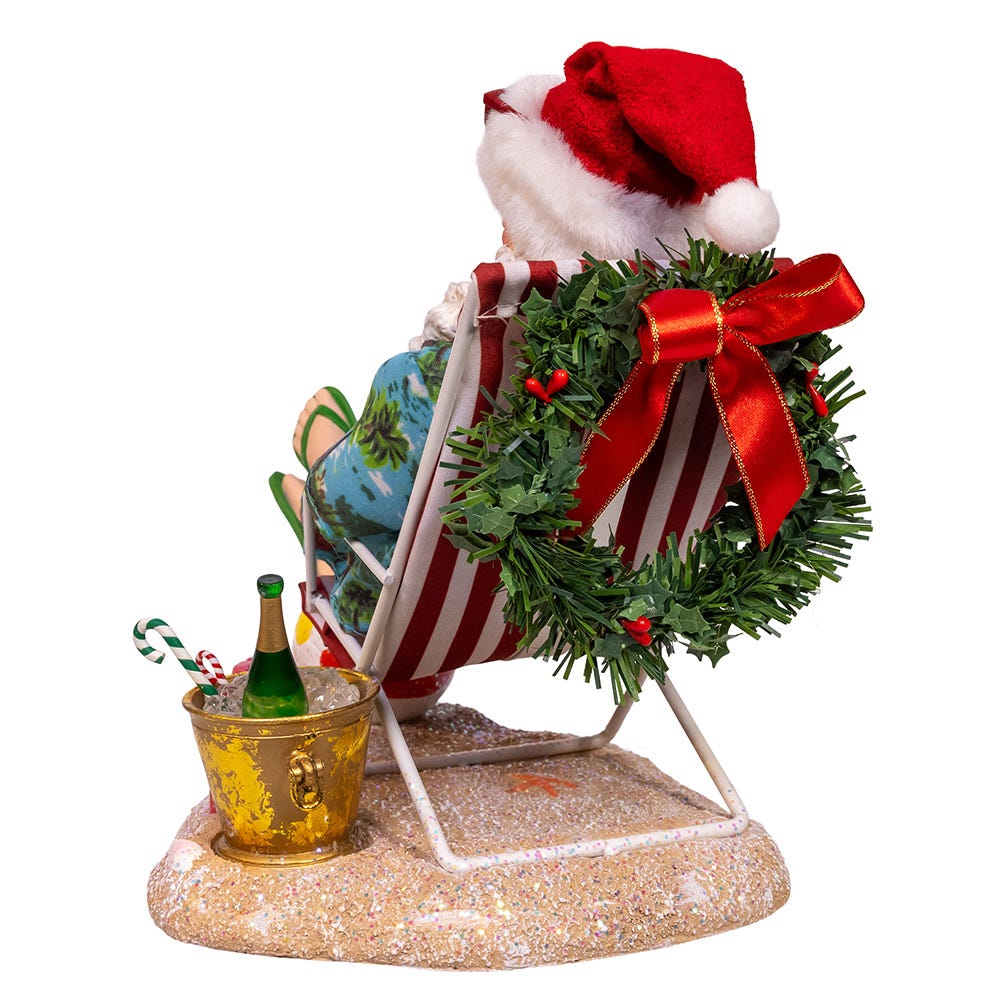 Kurt Adler 8.5-Inch Fabriché Santa Sitting on Beach Chair