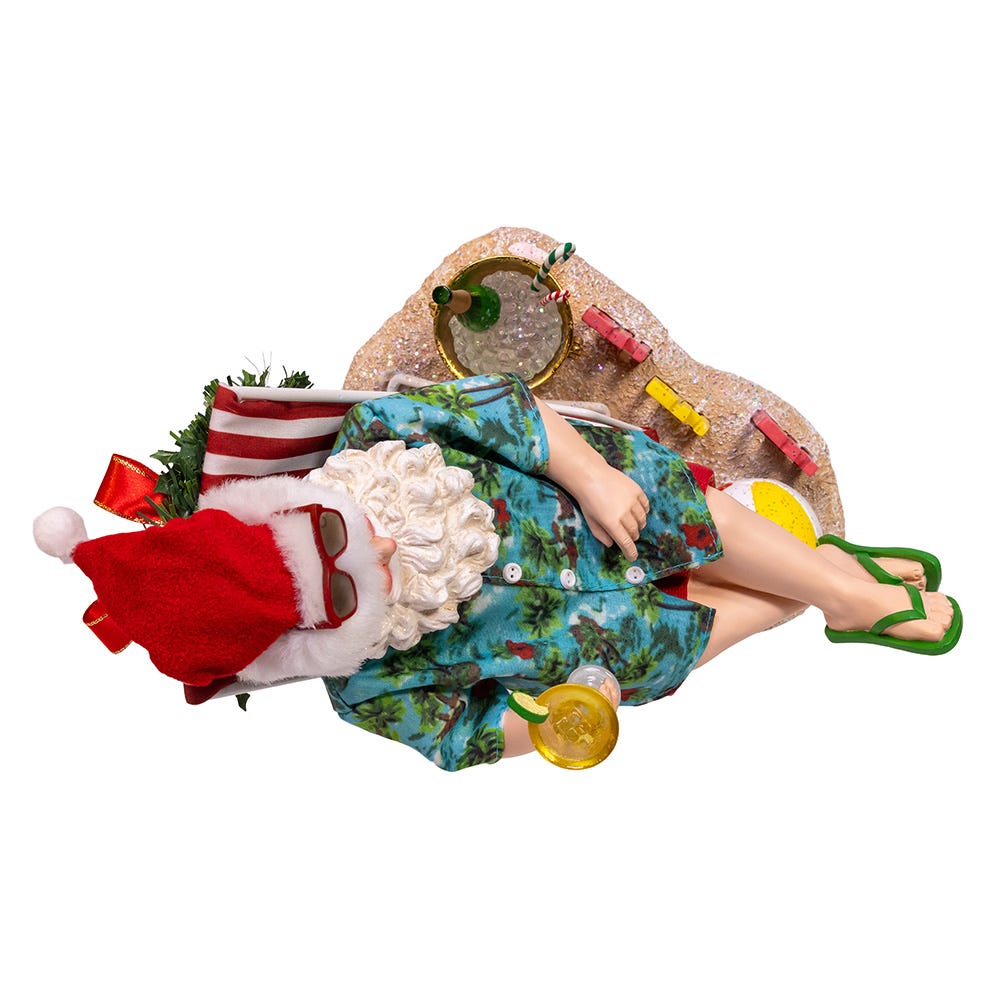 Kurt Adler 8.5-Inch Fabriché Santa Sitting on Beach Chair