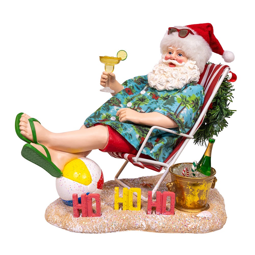 Kurt Adler 8.5-Inch Fabriché Santa Sitting on Beach Chair