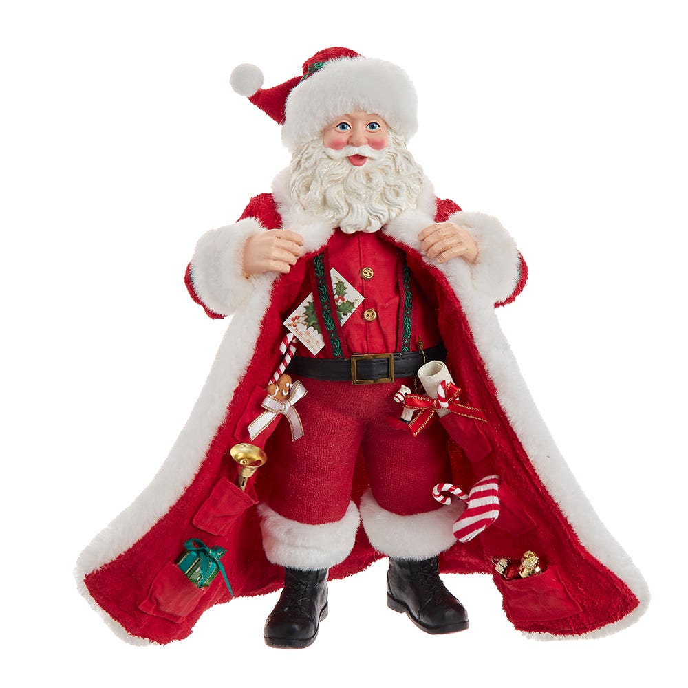 Kurt Adler 10.5-Inch Fabriché Santa with Gifts in Pocket. FA0228