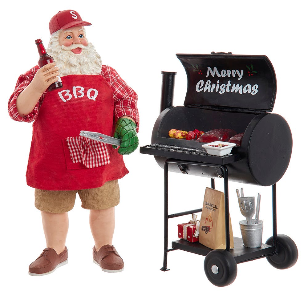 Kurt Adler 10.75-Inch Barbecue Grill Santa FA0229