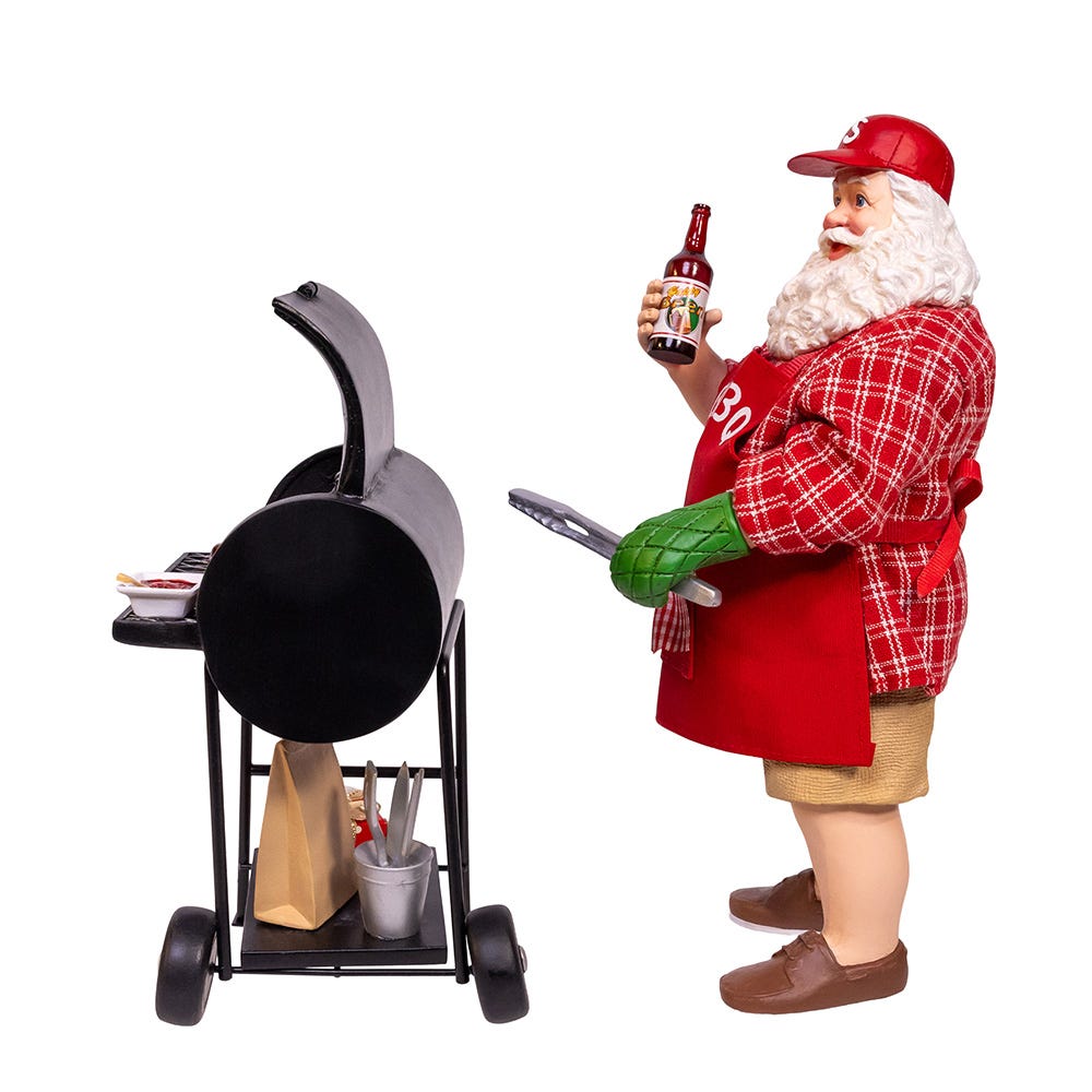 Kurt Adler 10.75-Inch Barbecue Grill Santa