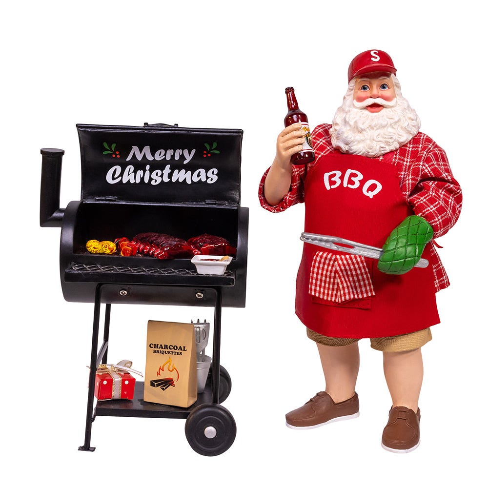Kurt Adler 10.75-Inch Barbecue Grill Santa