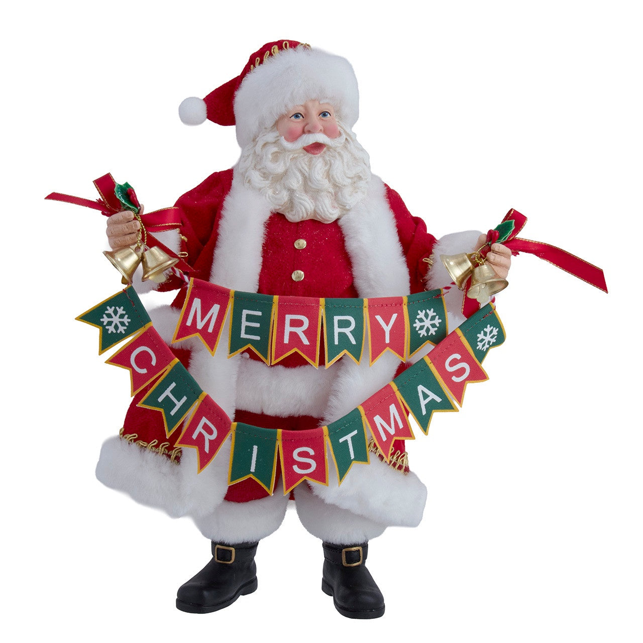 Kurt Adler 10.5" Fabriché Santa Holding "Merry Christmas" Banner Garland #FA0235